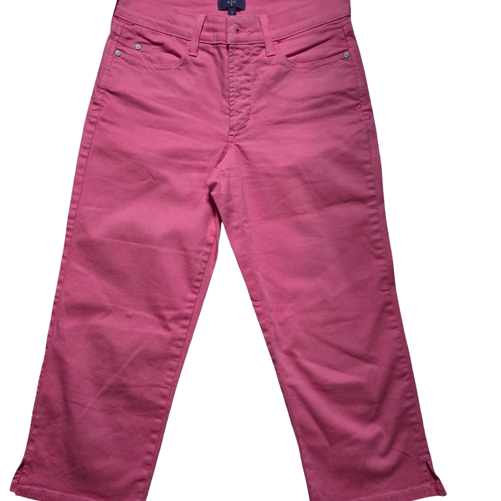 NYDJ Lift Tuck Crop Jeans Pink Size 0 Stretch Denim Capri Pants Slimming Fit